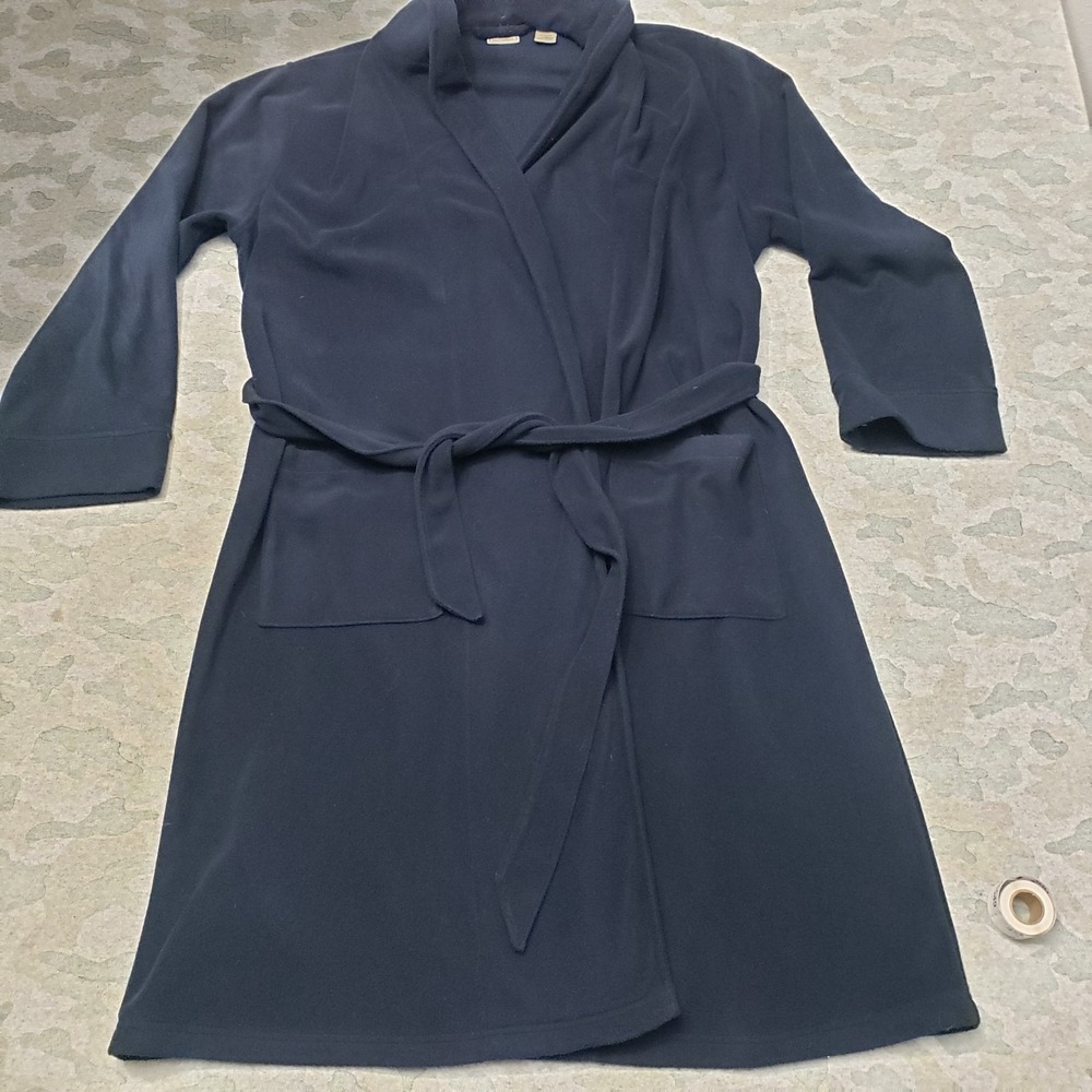 L.L. Bean Robe‎ Mens Large Blue Belted Bath Lounge Long Sleeve